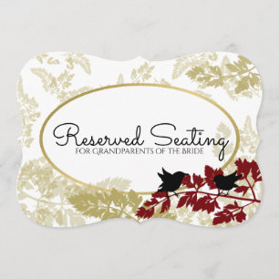 Rustic Woodland Birds Burgundy and Gold Reserved Invitation