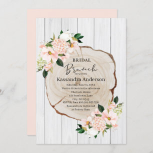 Rustic Woodland Blush Floral Bridal Brunch Invitation