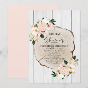 Rustic Woodland Blush Floral Bridal Shower Invitation