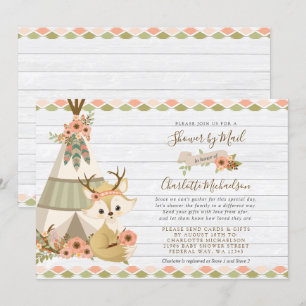 Rustic Woodland Boho Shower By Mail Invitation