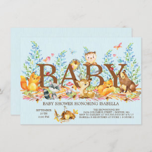 Rustic Woodland Boys Baby Shower Invitation