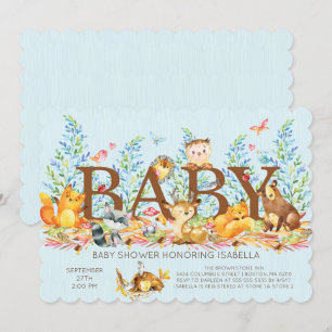 Rustic Woodland Boysl Baby Shower Invitation