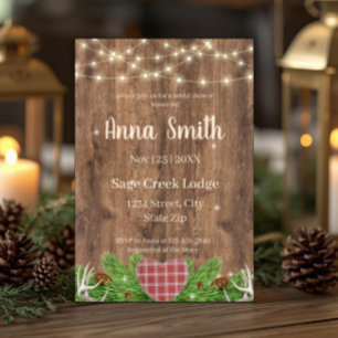 Rustic Woodland Bridal Shower Invitation Plaid