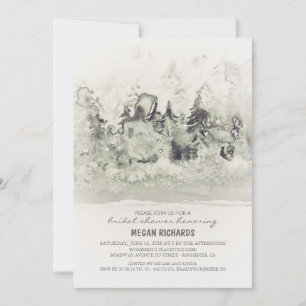 Rustic Woodland Bridal Shower Watercolor Invitation