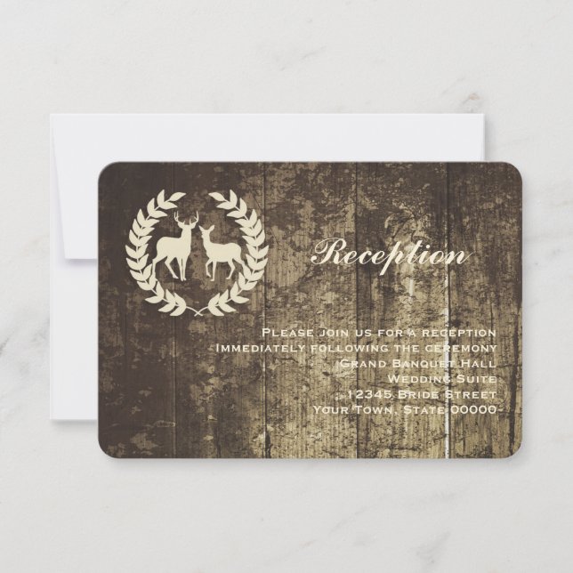 Rustic Woodland Buck and Deer Reception Info Card (Front)