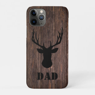 Rustic Woodland Buck Wood Pattern Dad iPhone 11 Pro Case