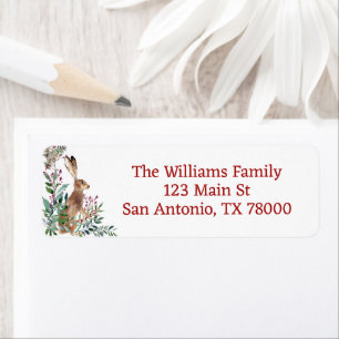 Rustic Woodland Bunny Christmas Return Address