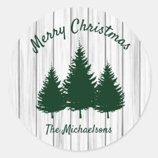 Rustic Woodland Christmas Classic Round Sticker