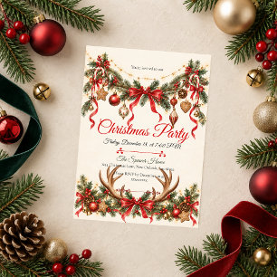 Rustic Woodland Christmas Party Invitation