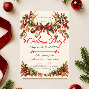 Rustic Woodland Christmas Party Invitation