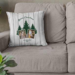 Rustic Woodland Christmas Photo Cushion