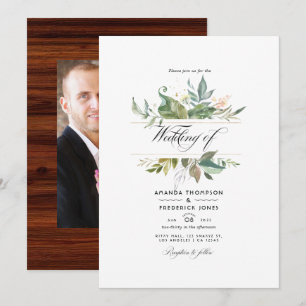 Rustic Woodland Country Barn Wedding Photo Invitation