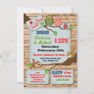 Rustic Woodland Couples Baby Shower Invitations