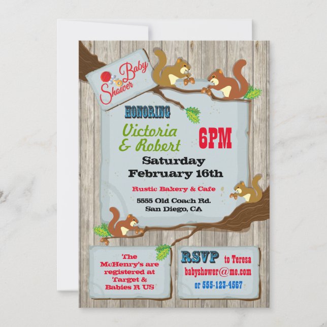 Rustic Woodland Couples Baby Shower Invitations (Front)