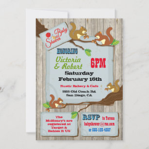 Rustic Woodland Couples Baby Shower Invitations