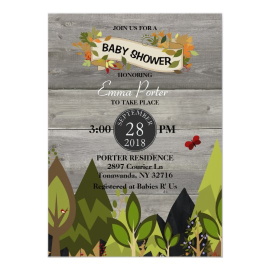 Rustic Woodland Creature Baby Shower Invitation
