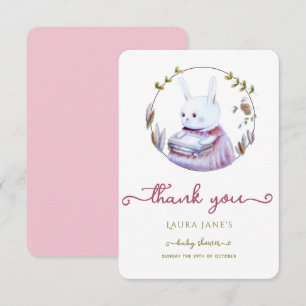 Rustic Woodland Cute Rabbit Baby Shower Thank You