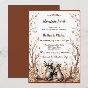 Rustic Woodland Deer Baby Shower Invitation