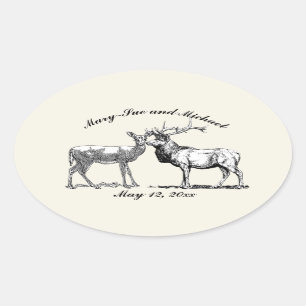 Rustic Woodland Deer Design Oval Sticker