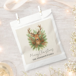 Rustic Woodland Deer Head with Winter Foliage - Favour Bags