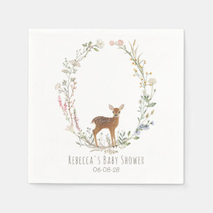 Rustic Woodland Deer Watercolor Fawn Baby Shower Napkin