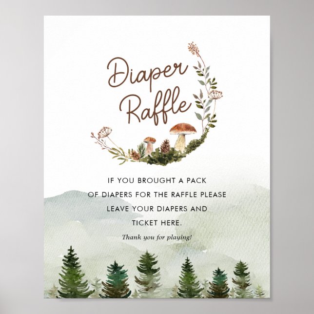 Rustic Woodland Diaper Raffle Game Sign (Front)