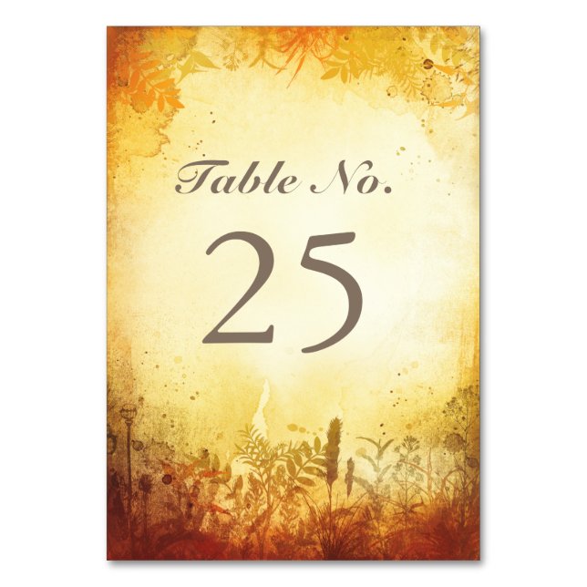 Rustic WOODLAND fall table number cards (Front)