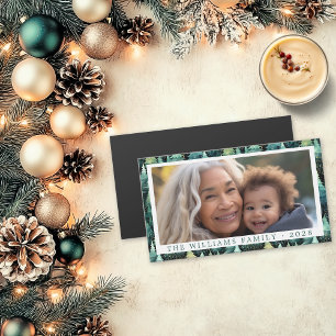 Rustic Woodland Family Christmas Photo Magnet