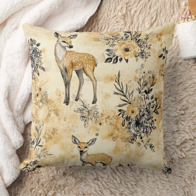 Rustic Woodland Fawn Pattern Cushion (Blanket)