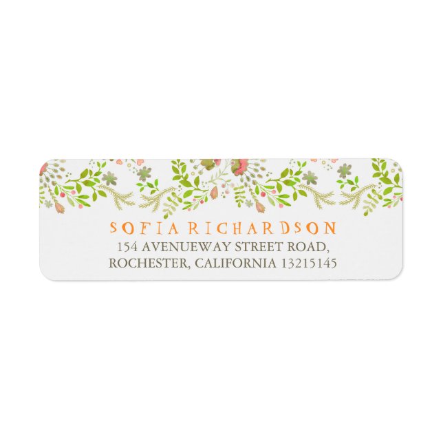 Rustic Woodland Floral Return Address Labels (Front)