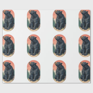 Rustic Woodland Folk Art Bear Wrapping Paper