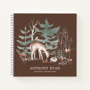Rustic Woodland Forest Animals Baby First Year Not Notebook