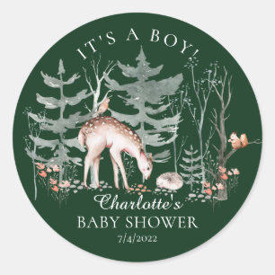 Rustic Woodland Forest Animals Baby Shower Classi Classic Round Sticker