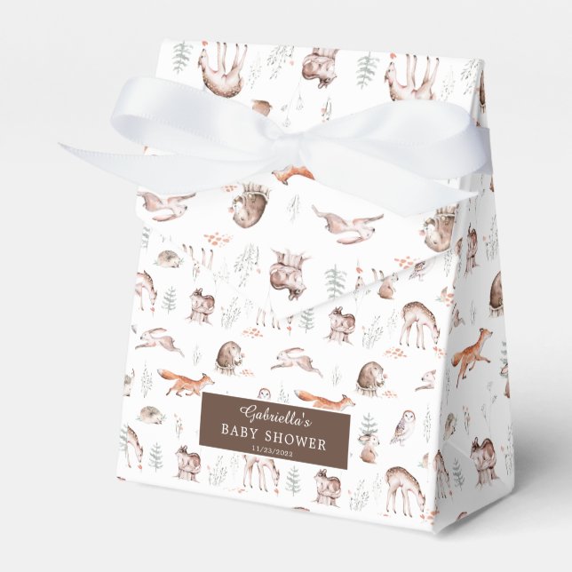 Rustic Woodland Forest Animals Baby Shower Favour  Favour Box (Front Side)