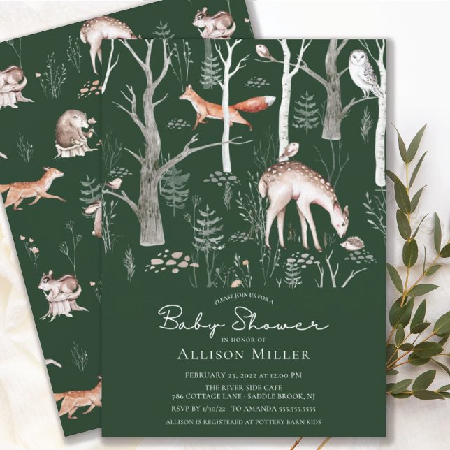Rustic Woodland Forest Animals Baby Shower  Invita Invitation (Creator Uploaded)