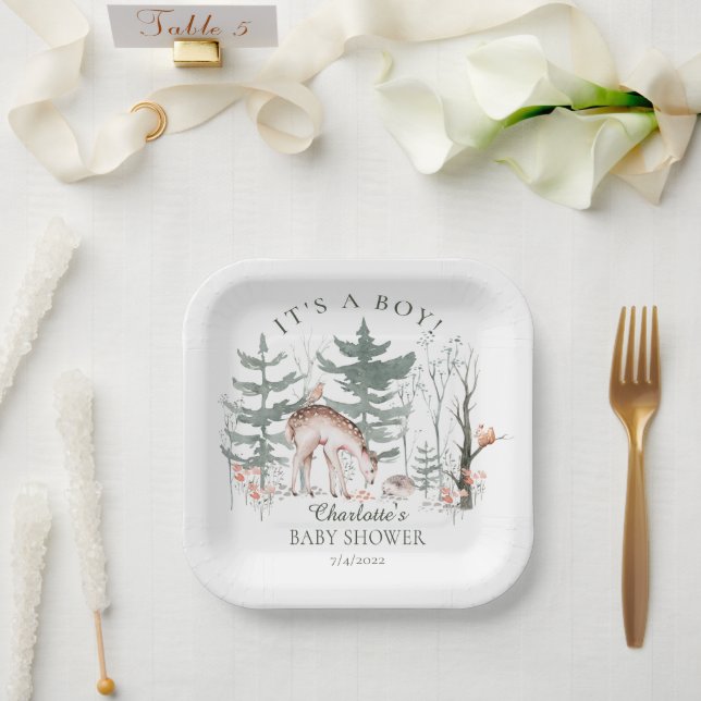Rustic Woodland Forest Animals Baby Shower  Paper Plate (Wedding)