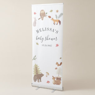 Rustic Woodland Forest Animals Baby Shower Retractable Banner