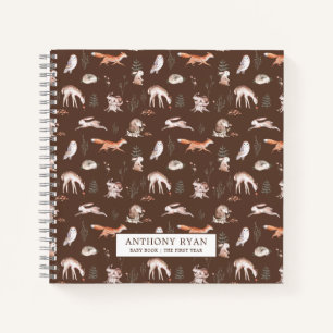 Rustic Woodland Forest Animals Baby's First Year N Notebook