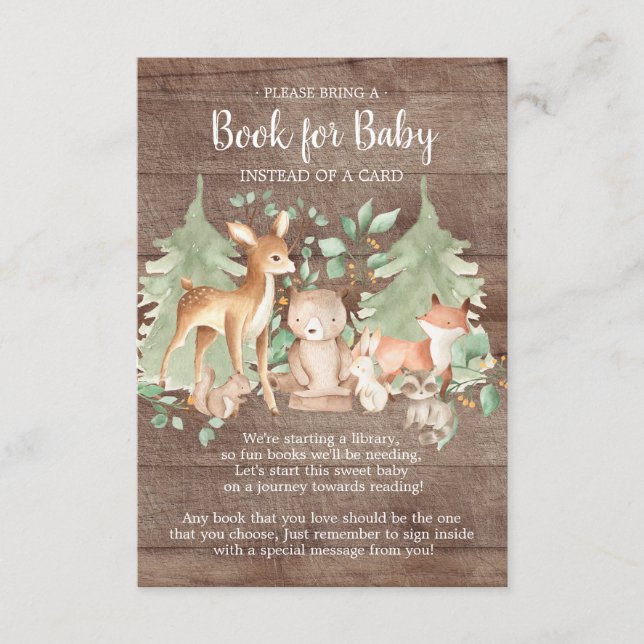 Rustic Woodland Forest Animals Book for Baby Card (Front)