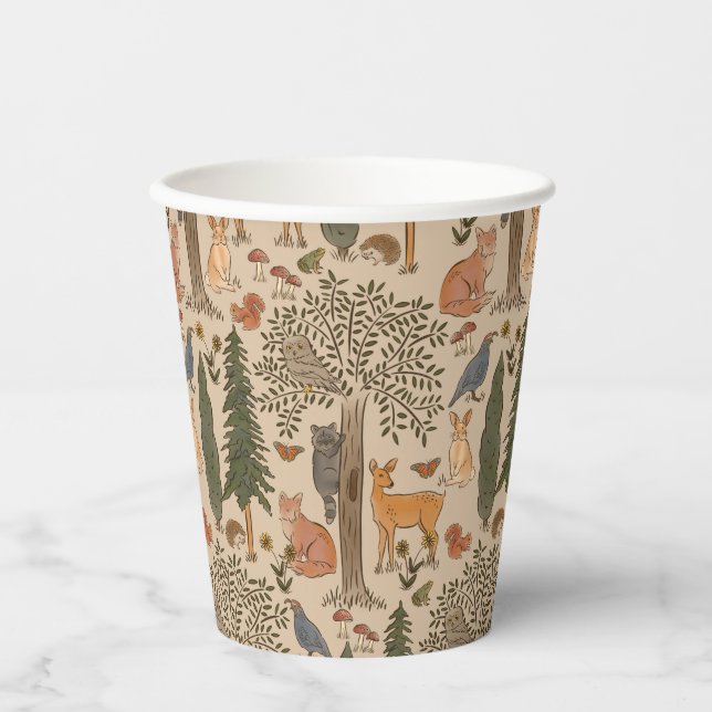 Rustic Woodland Forest Animals Boy Baby Shower Paper Cups (Front)