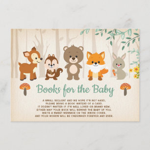 Rustic Woodland Forest Baby Animals Bring a Book Enclosure Card