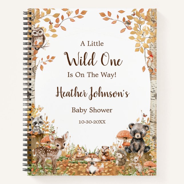 Rustic Woodland Forest Baby Shower Guest Book (Front)