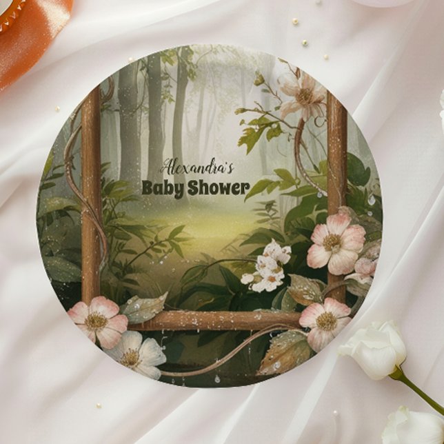 Rustic Woodland Forest Baby Shower Paper Plate (Creator Uploaded)