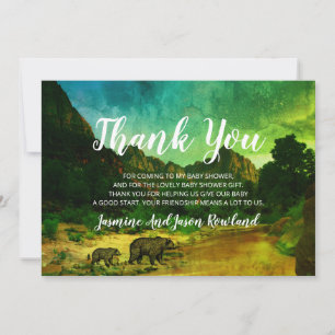 Rustic Woodland Forest Bears Baby Shower Thank You Card