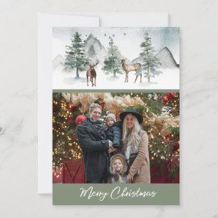 Rustic Woodland Forest Deer Christmas Photo Cards