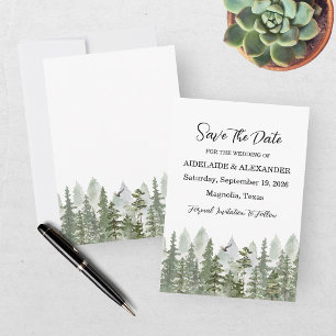 Rustic Woodland Forest Green Save The Date Card