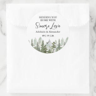 Rustic Woodland Forest Green Wedding Classic Round Sticker
