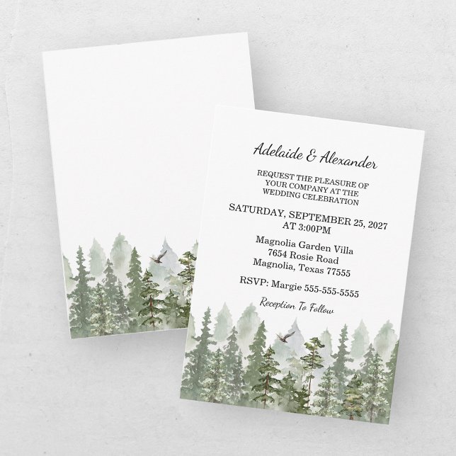Rustic Woodland Forest Green Wedding  Invitation (Creator Uploaded)
