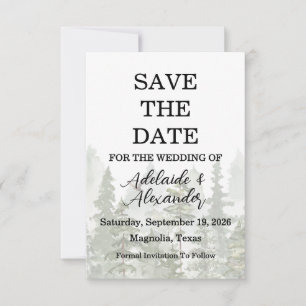 Rustic Woodland Forest Green Wedding Save The Date