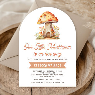 Rustic Woodland Forest Mushroom Arch Baby Shower Invitation